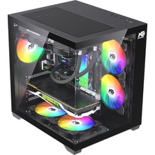 Orion Cube 5x Tuştan Değişen Rgb Fanlı M-Atx Boş Bilgisayar Kasası Siyah