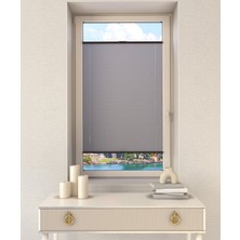 Gri Plise Katlanır Cam Balkon Perdesi - Ofis Perdesi - Mutfak Perdesi - Salon Perdesi -