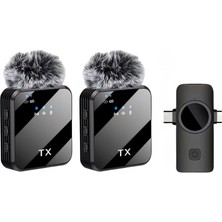 Kablosuz Yaka Mikrofonu Çiftli Mikrofon iPhone 16 ile Uyumlu Type-C/lightning Portlu Telefon Pc Tabl