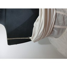 Ekru Kalp Yaka Tüllü Kabarık Abiye