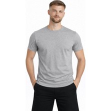 Axxel Erkek Gri Melanj Kısa Kollu T-SHIRT-D405