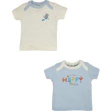 Erkek Bebek Yeni Yaka 2'li Baskılı Kısa Kollu Tişört