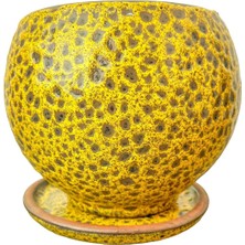 Ev Dekorasyon Hardal Sarısı Şekilli Artistik Çift Sırlı Iç ve Dış Mekan Kullanımlı Tabaklı Toprak Te