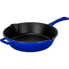 Lava Döküm Yuvarlak Kızartma Tavası Döküm Demir Yekpare Saplı. ÇAP(Ø)24CM - Mavi