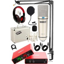 Special Paket-2 Stüdyo Ekipmanları GLX-700RD Ses Kartı Cx1 Mikrofon Kulaklık Stand