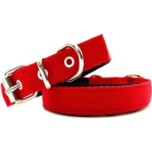 Kırmızı Yumuşak Dokulu Kolon Köpek Tasması Kırmızı Tek Ebat