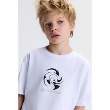 Nk Erkek Çocuk Circle Tshirt 8-14 Yaş Ekru-Siyah