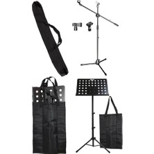 NT104-MS06 Nota Standı Sehpası + Mikrofon Sehpası Paketi (Taşıma Çantaları Hediye)