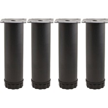 4 Adet Mobilya Kanepe Baza Koltuk Metal Destek Ayağı Ayarlanabilir 15 cm Siyah Metal Yükseltici Ayak
