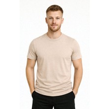 Axxel Erkek Bej Kısa Kollu T-SHIRT-D405