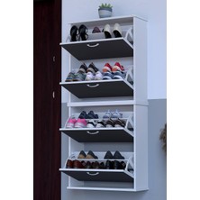 Lina Vella Home Pratik' 2 Li Asma Kapı Önü 72 x 156 x 25,5 Cm’ Lik 4 Düşer Kapak 8 Göz Bölmeli Ayakkabılık