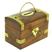 Katre46 Kumbara Kilitli Ahşap Kutu Kumbara Hediyelik