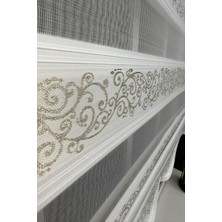 StorBurada Altın Simli Sarmaşık Desenli Zebra Stor Perde Etek Dilimli 9300V02