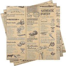 Vintage Gazete Desenli Yağlı Kağıt – 50 Adet Kendinden Desenli Mutfak Sunum ve , Ekmek, Sandviç ve F