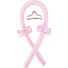 1290 Isısız Saç Şekillendirme Seti Saten Gece Bigudisi Saç Sosisi (Pembe)