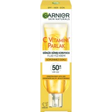 C Vitamini Parlak Günlük Güneş Koruyucu Fluid Yüz Kremi Görünmez Doku SPF50, 40 ml