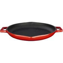 Yuvarlak Kızartma Tavası, Metal Kulplu, 30 Cm, Kırmızı