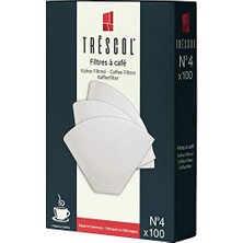 Trescol Kahve Filtresi, Beyaz Kağıt, 4 Numara, Büyük Boy, 100'LÜ Paket