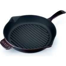 Lava Premium Serisi - Döküm Izgara Tavası, Yuvarlak, 28 Cm, Yekpare Saplı, Emaye, Majolik Mor