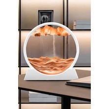 Gampus Ofis Masa Üstü Ev Dekoratif Kum Saati Hareketli Yuvarlak Biblo Çerçeve Beyaz