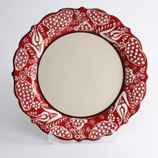 Korkmaz Çini 26 cm Beyaz Kabartma Kaligrafi Tabağı