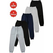 Fyk Kids 3 Iplik 5 Adet Kalın Kışlık Düz Jogger Baskısız Unisex Çocuk Eşofman Altı