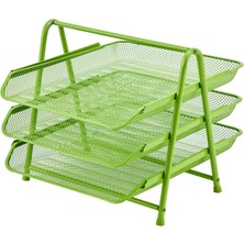 Perfore 3'lü Evrak Rafı Seti Yeşil