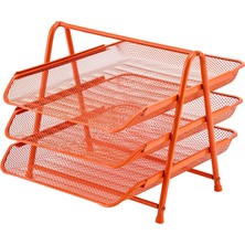 Perfore 3'lü Evrak Rafı Seti Oranj