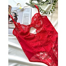 Nivolia Douce Transparan Dantelli Balenli Bodysuit