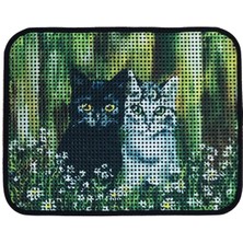 Miapet Elekli Desenli Kedi Tuvalet Önü Paspası 60 x 45 cm Siyah-Beyaz Kediler
