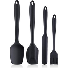 4 Parça Büyük Boy Silikon Yumurta Fırçası Kaşık Bıçak Spatula Seti Isıya Dayanıklı