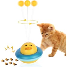 Dönen Ördek Şekilli Interaktif Kedi Oyuncağı Atıştırmalık Dispenseri Kedi Eğitici Oyuncak