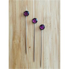 öztürk Taşlı Şal Eşarp Iğnesi. 38MM. 3'lü Paket. Mor.