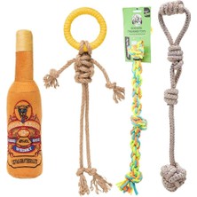 Köpek Oyuncağı Renkli Çekiştirmeli Halat Pamuk - Köpek Isırma Kemirme Oyuncağı Top Diş Ipi (1 Adet,