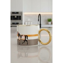 Venetto Lüx Porselen At Desenli Kupa Bardak Gold 200 ml