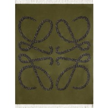 Loewe Anagram Yün ve Kaşmir Püsküllü Ingiltere Tasarımı Battaniye