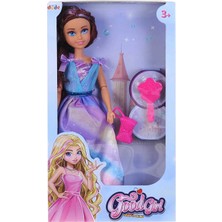 Hak-İş Oyuncak Işıltılı Uzun Abiyeli Gökkuşağı Prenses Bebek ve Aksesuar Seti