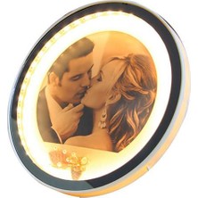 Katre46 Ayna LED Li Çerçeve LED Işıklı Yuvarlak Fotoğraf Çerçevesi