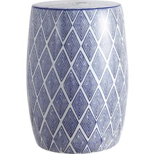 TBL1019A Fas Elmasları 45,72 Davul Bahçe Taburesi, Mavi/beyaz