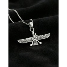 Erdobia 925 Ayar Oksitli Siyah Gümüş Ahura Mazda Unisex Gümüş Kolye