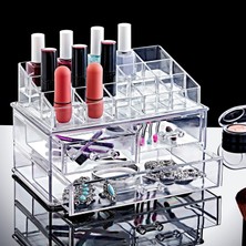 18 Bölmeli Üç Çekmeceli Oje ve Ruj Organizeri, 18 Gözlü Oje, 18 Bölmeli Ruj Düzenleyici