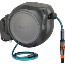 Gardena 8040 50 Ayak Duvara Monte Geri Çekilebilir Makara Hortum Kılavuzlu, Gri, 50'