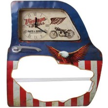 Katre46 Dekoratif Usa Temalı Mavi Araba Kapısı Araba Kapısı Duvar Rafı