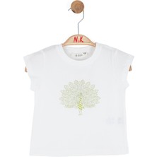 Nk Kız Bebek Tavus Kuşu Tshirt 1-4 Yaş Ekru-Yeşil