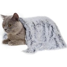 Xspring Evcil Hayvan Battaniyesi, 56X36 Cm, Gri, Polyester, Uzun Saç Elyaf Karışımı, Makinede Yıkana