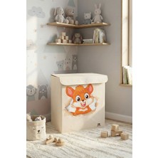 Luxway Home Sincap Desen Büyük Boy Kapaklı  Kirli Çamaşır Oyuncak Düzenleyici Saklama Kutusu Sepeti 40X50X30