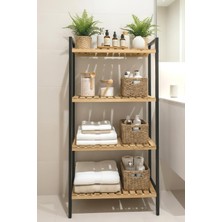 Exent, Dekoratif Banyo Boy Dolabı, Havluluk, Banyo Dolabı, 4 Raflı, Metal Iskelet