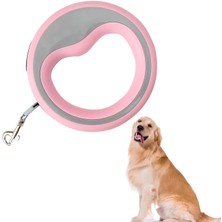 Otomatik Köpek Gezdirme Tasması – Pembe | 2.5 Metre Geri Çekilebilir Plastik Tasma – Ergonomik Tutma