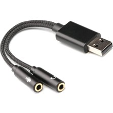 USB To Ikili 3.5mm Jack Adapter - USB Den Kulaklık ve Microphone Çıkış Almanızı Sağlar - Ses Kartlı
