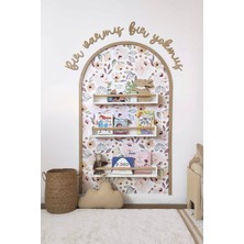 Çiçekli Duvar Sticker, Çocuk/bebek Odası Dekoru, Yapışkan Yazı ve Oval Çerçeve, Bir Varmış Bir Yokmuş Yazısı,çocuk Bebek Odası Duvar Sticker | Bir Varmış Yazılı Çerçeve Seti | Masal Temalı Oda Dekoru